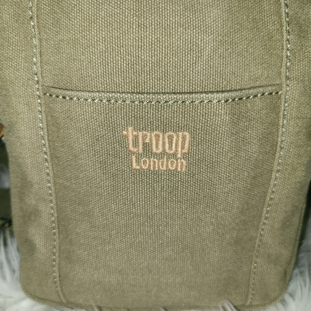 TRP0370 Troop London Classic Canvas Across Body Bag khaki olive color. - Picture 5 of 10
